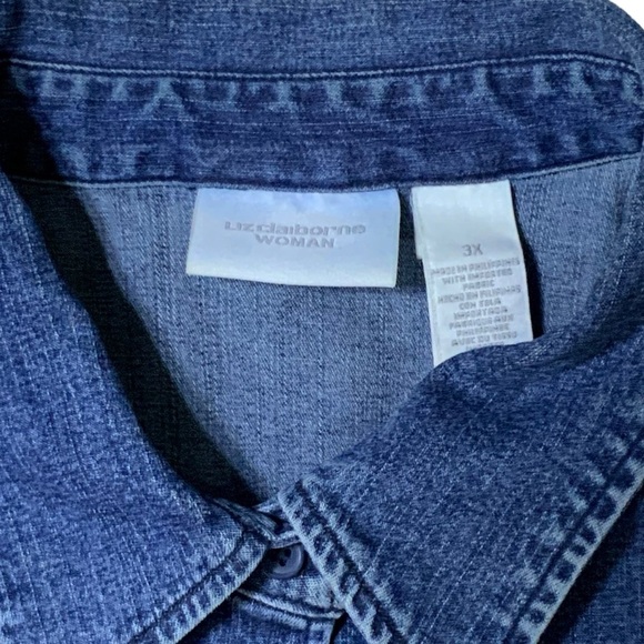 Liz Claiborne Denim Jacket Shirt Cinch Back Medium Wash Women Plus 3X - Picture 8 of 13